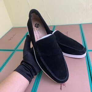 Loro Piana Summer Walk black men's flat loafers